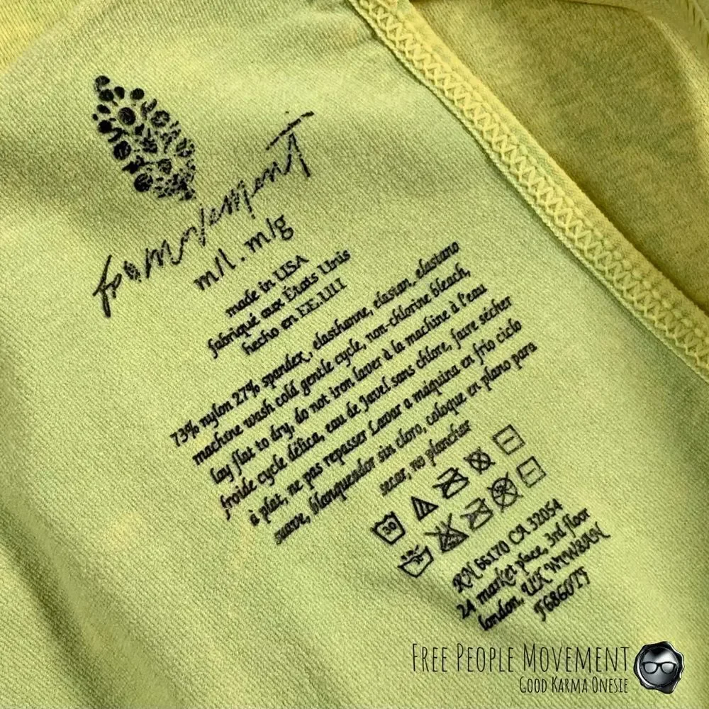FP MOVEMENT GOOD KARMA ONESIE IN PINEAPPLE PUNCH GREEN-YELLOW SIZE MED/LARGE